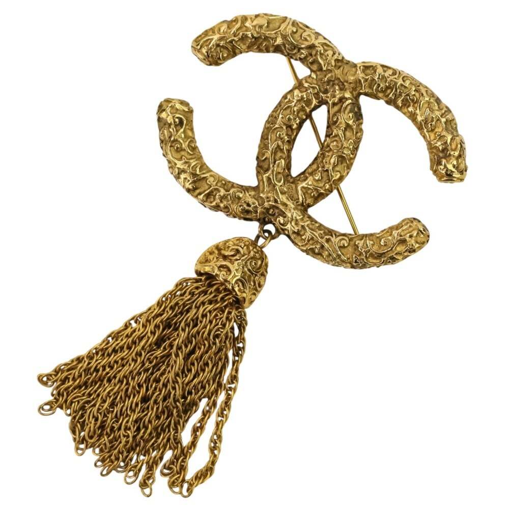 Chanel Cc Logo Brooch Gold-Tone Metal #222095C18B